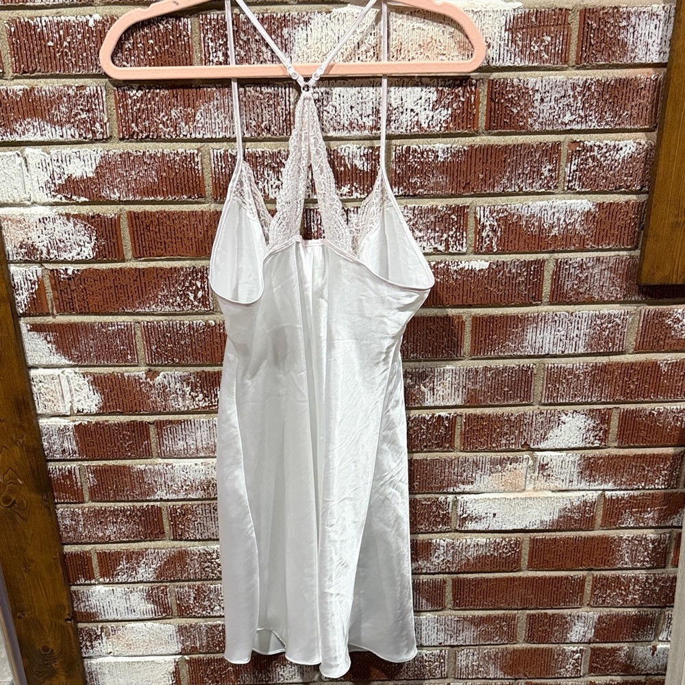 Linea Donatella White Lace Chemise Bridal Special Occasion satin dress W Size M - Picture 4 of 6